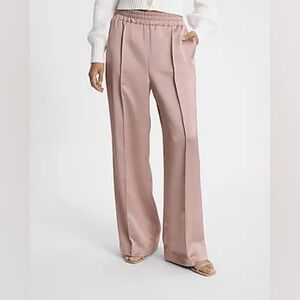 EXPRESS High-Waisted Satin Pintuck Pull-On Trousers